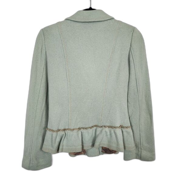 Nanette Lepore Vintage Ruffle Pale Green Blazer Size S - Picture 2 of 9